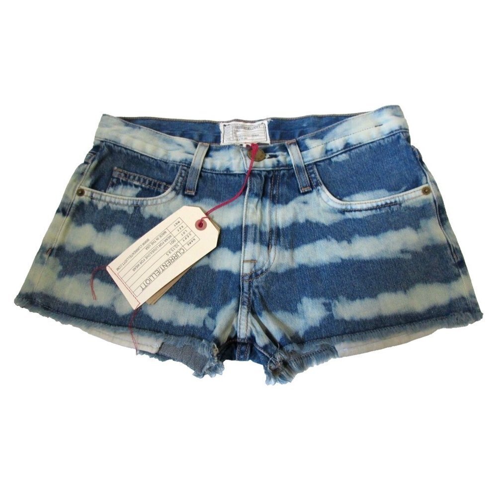 NWT Current/Elliott The Boyfriend Short in Indigo Painted Stripe Cutoff 25 $168